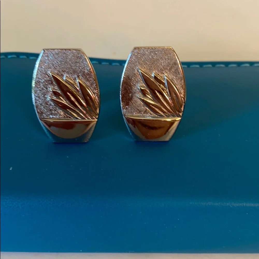 Vintage Silver Tone Reeds Grass Cuff Links